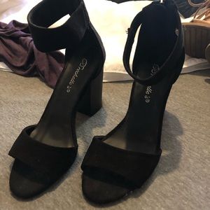 Black Suede Heels - size 5.5